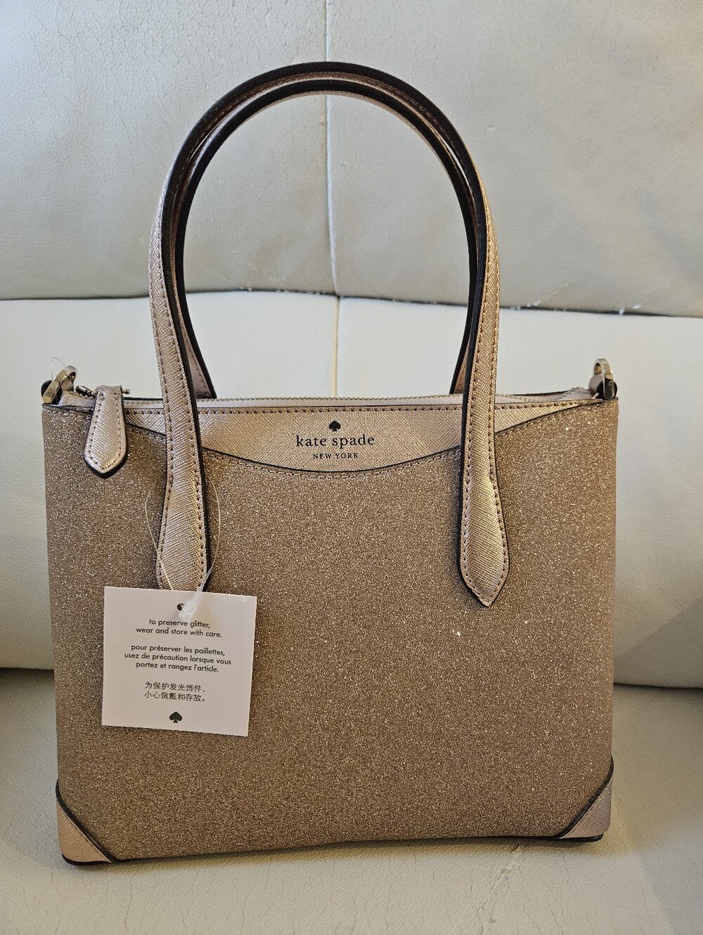 Kate Spade New York Shimmy Glitter Satchel – Rose Gold – NWT